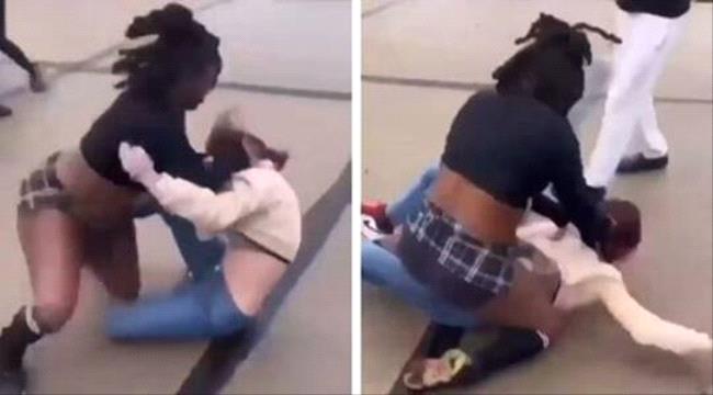 بالفيديو.. طالبة بمدرسة أمريكية تضرب زميلتها بطريقة وحشية ...
